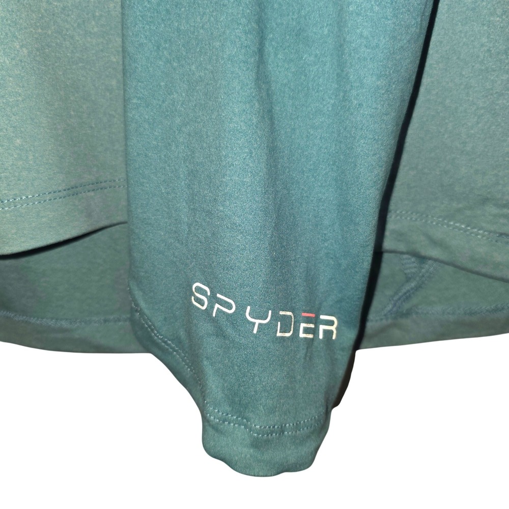 Spyder Active Shirt Womens Long Sleeve Pullover Top Sz XL Green Two Tone Stretch - Picture 11 of 13